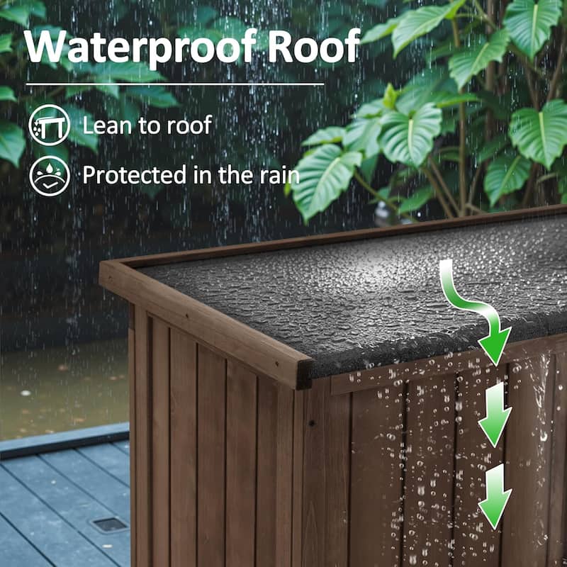 MCombo 63 inch Tall Outdoor Storage Tool Cabinet Shed with Lock for Yard (34.3" L x 18.3" W x 63" H), Wooden 0870