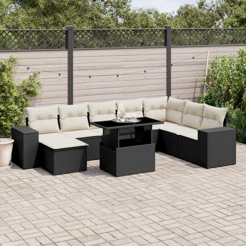 vidaXL Garden Sofa Set - Black and cream without storage