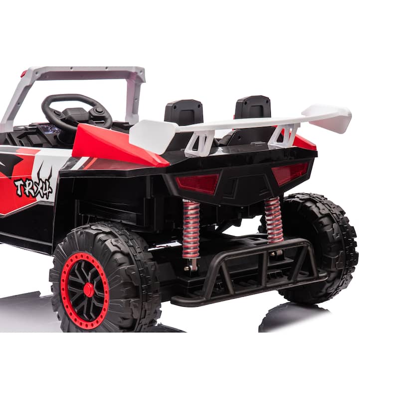 24V Kids Ride-On Car Electric Car with Police Lights, White Red Toddler Vehicle Ride on Jeep with Parent Remote