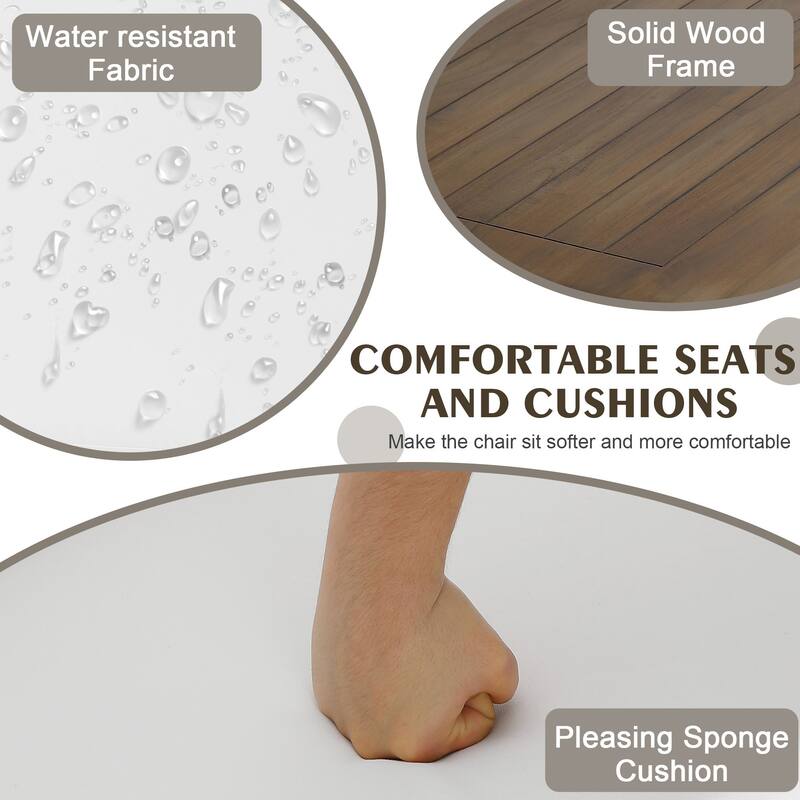 Outdoor Wood Cushion Loveseat with Side Table