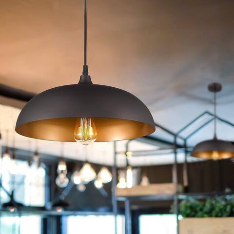 Farmhouse Pendant Light Fixture, 1-Light Industrial Hanging Light with 14" Metal Dome Shade