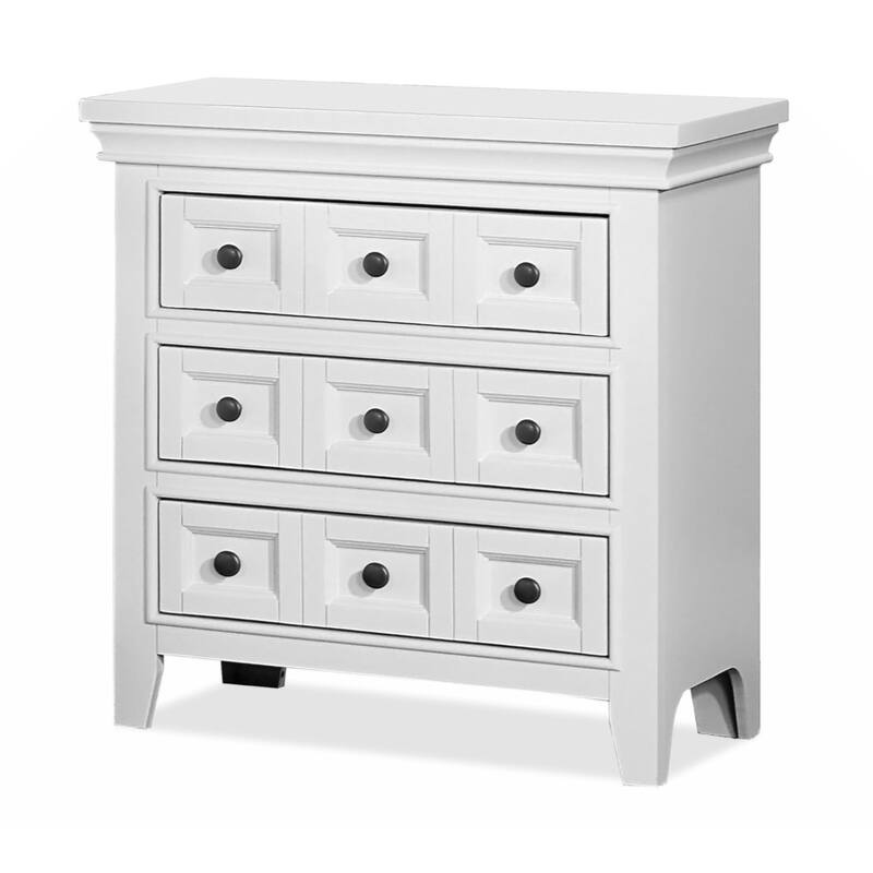 Transitional Style White Color Solid wood 1pc Nightstand Only Bedroom Furniture Bedside Table Round Knobs 3-Drawers Nightstand - White