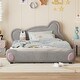 preview thumbnail 1 of 8, Fairytale & Animals Theme Bed Frame Bear-Shaped Design Grounded Bed with Cute Headboard & Footboard, Suit for Kids - Grey Queen Grey - Queen