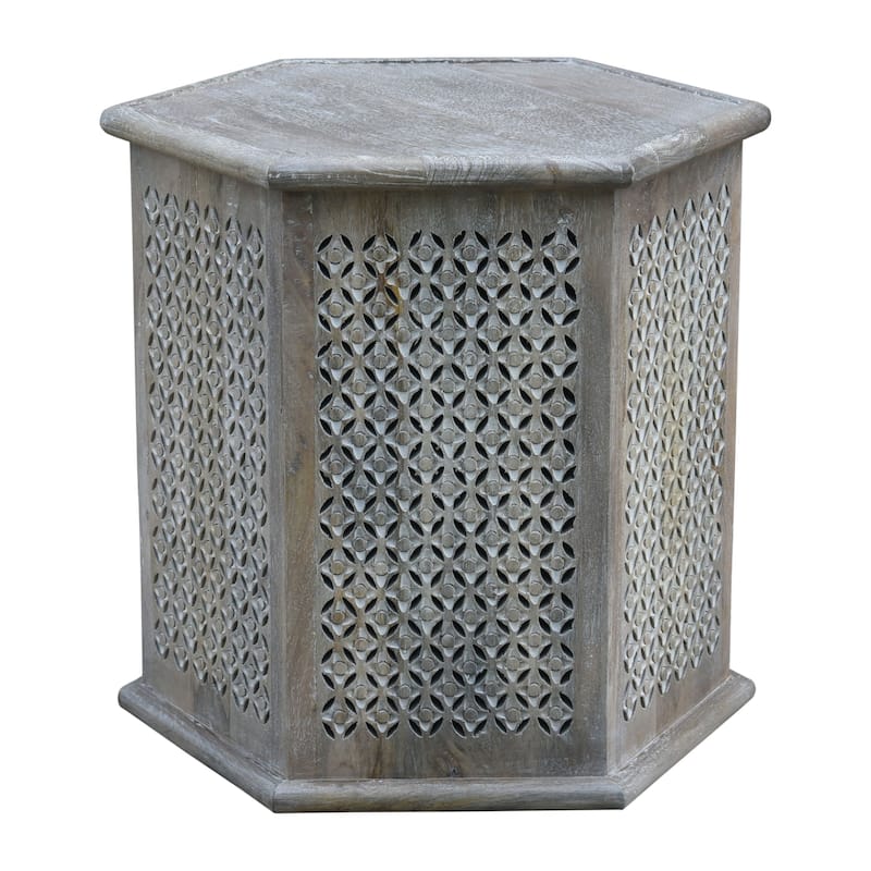 Sumter 18inch Diameter Mango Wood Hex Side Table Bed Bath & Beyond