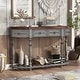 preview thumbnail 1 of 42, Vintage Curved Console Table Sofa Table Entryway Table with 4 Drawers and Bottom Shelf Antique Grey