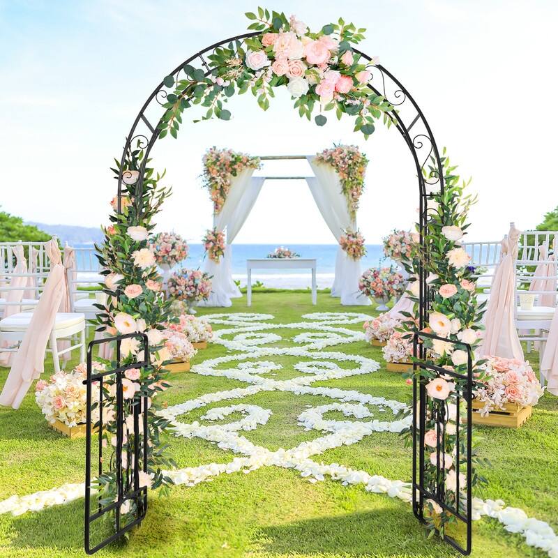 Black Iron Arbor with Two Gates - Black