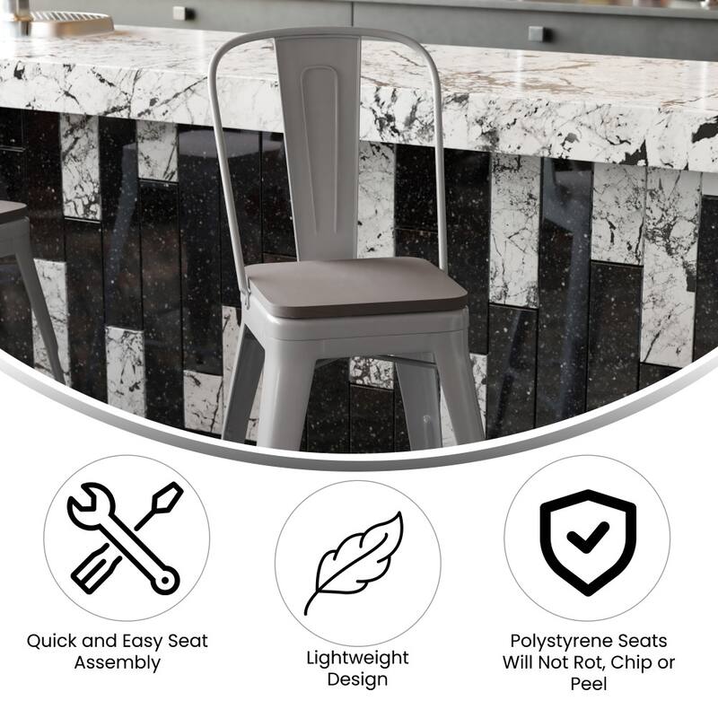 All-Weather Commercial Counter Stool with Removable Back & Poly Resin Seat