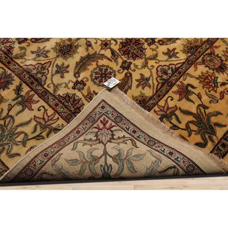 Hand Knotted Agra Ivory, Aqua 100% Wool Traditional Oriental Area Rug - 9' x 11' 11''