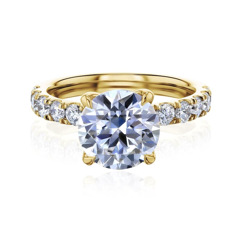Kobelli 3.90 Carat Lab Grown Diamond Certified 14k Solid Gold Florence Engagement Ring (EF/VS) - Yellow - 5.5
