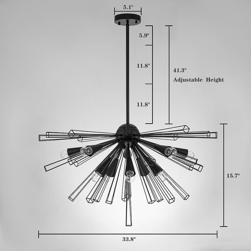 OYIPRO 10-Light 34" W Contemporary Geometric Dandelion Sputnik Sphere Chandelier