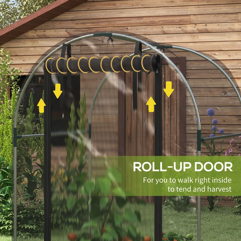 Outsunny 4' x 4' Crop Cage, Plant Protection Tent with Zippered Door and Galvanized Steel Frame, Fruit Cage Netting Cover