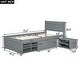 preview thumbnail 17 of 25, Twin Size Wooden Platform Bed Frame with one Storage Rack on Wheels, one Drawer & Two Shelves for Boys Girls, Noise-Free