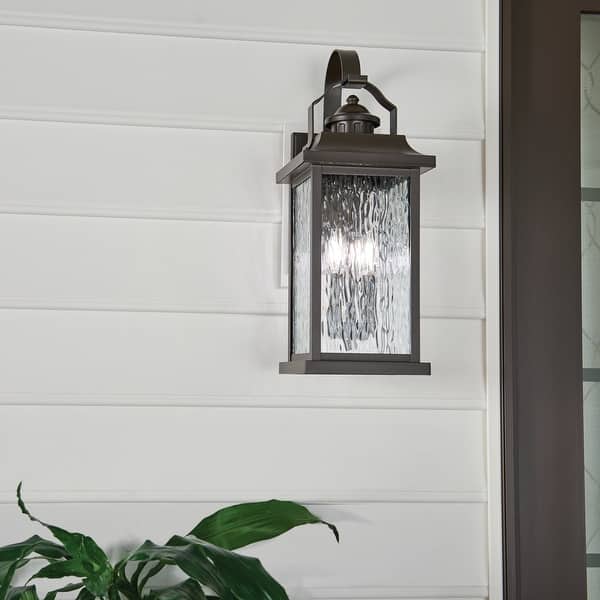 slide 2 of 6, Kichler Lighting Linford 22-in 3-Light Olde Bronze Outdoor Wall Light Olde Bronze