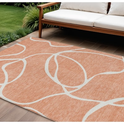 HomeRoots Abstract Transitional Rectangle Outdoor Rug