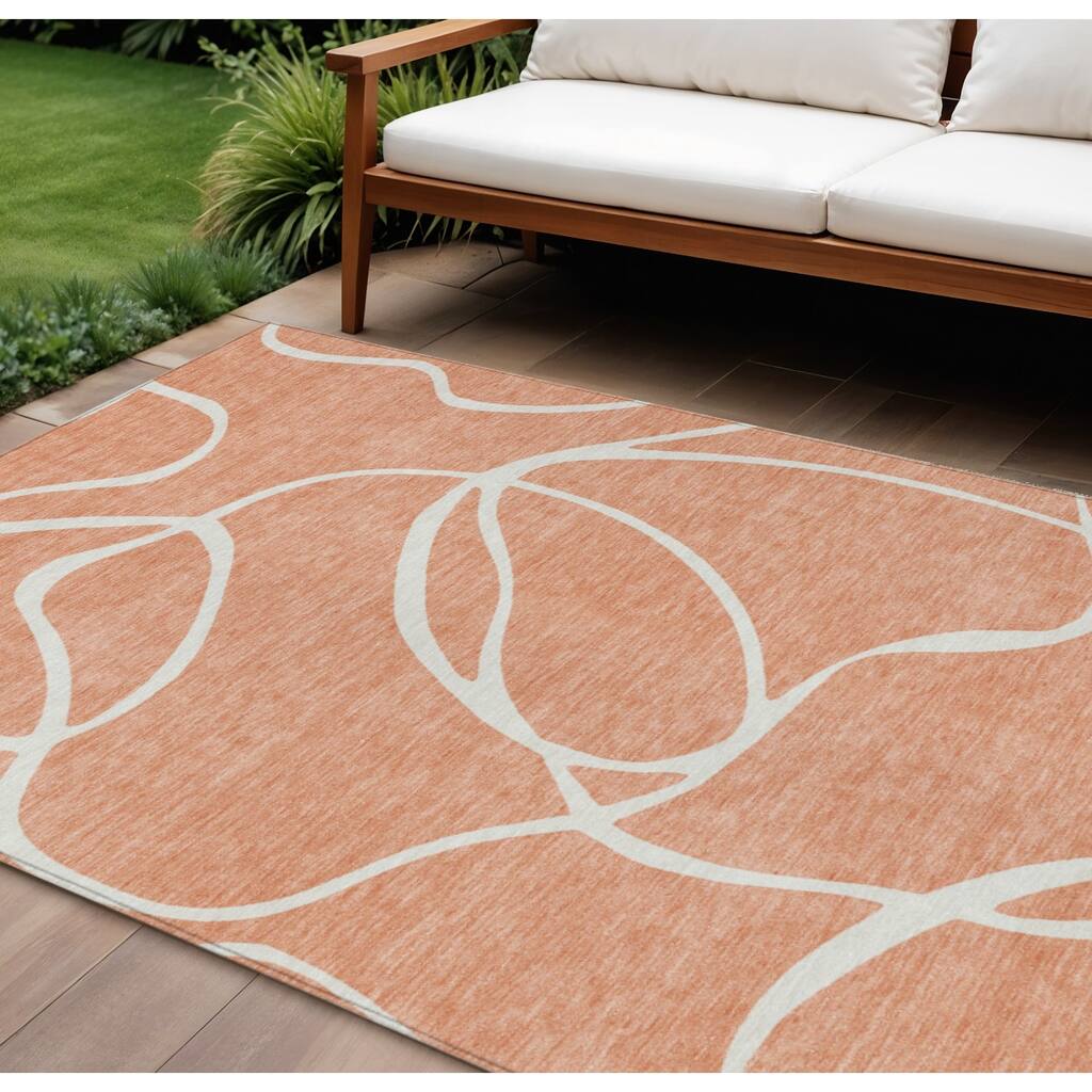 HomeRoots Abstract Transitional Rectangle Outdoor Rug