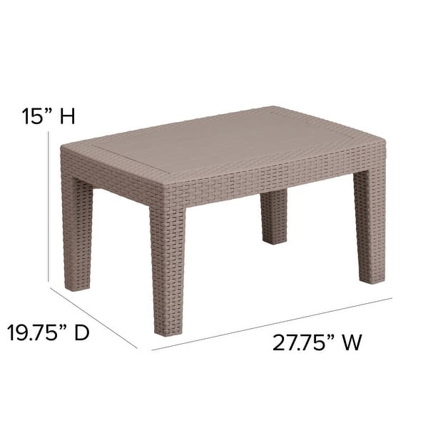 Plank-Top Rattan Coffee Table