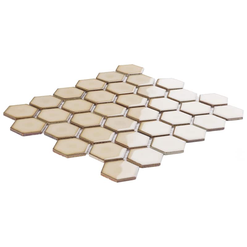 Merola Tile Hudson Due 2" Hex Caffe 10-7/8" x 12-5/8" Porcelain Mosaic Floor and Wall Tile