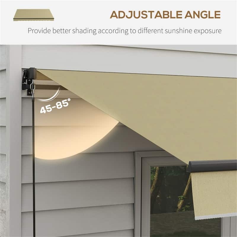 Polyester Aluminum Steel Manual Retractable Outdoor Awning - 141.75" W x 118" D