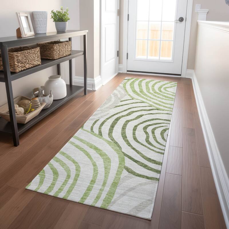 Premium Washable Super Soft Modern Mesmerize Mayfield Rug - Green - 2' 3" x 7' 6" - Runner