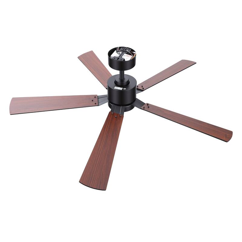 52-Inch Matte Black Ceiling Fan with RGB LED Light and Remote((5 Reversible Blades)