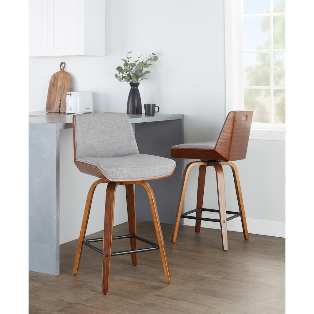 Carson Carrington Clemens 26" Fixed-Height Counter Stool with Bent Wood Legs & Square Footrest (Set of 2)