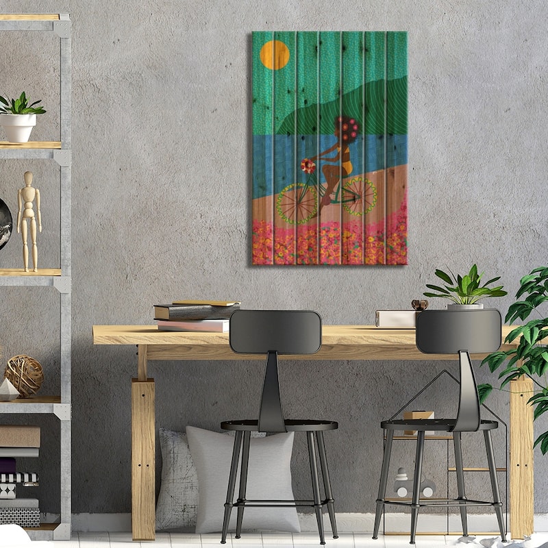 Biking Print On Wood by Lorintheory - Multi-Color
