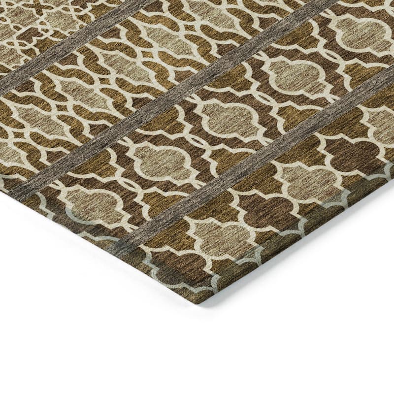 Machine Washable Indoor/ Outdoor Chantille Stripe Boho Rug