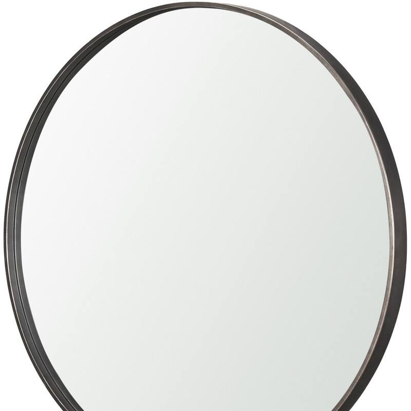 HomeRoots 38" Gunmetal Metal Round And Rectangle Framed Accent Mirror - 36.00 in. x 37.50 in. x 1.75 in.