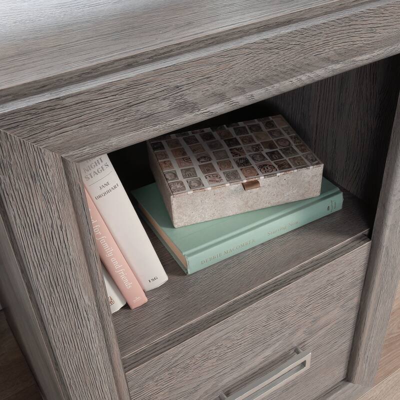 Modern Gray Computer Desk with File Drawer and Open Shelf 47 Inch Compact Office Desk