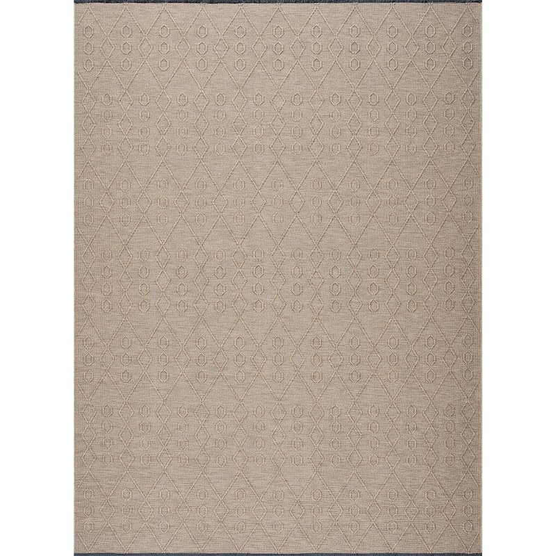 Alameda Solid Color Geometric Machine Washable Indoor Area Rug