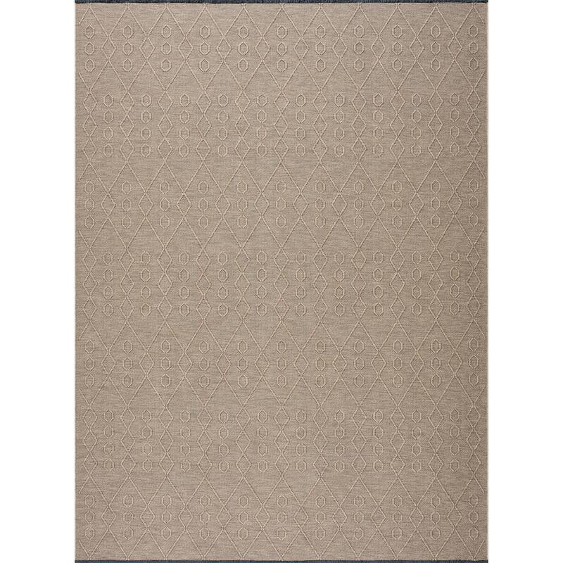 Alameda Solid Color Geometric Machine Washable Indoor Area Rug