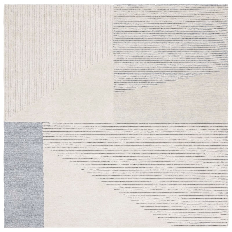 SAFAVIEH Handmade Ebony Makvala Contemporary Wool Rug - 3' Square - Beige/Grey