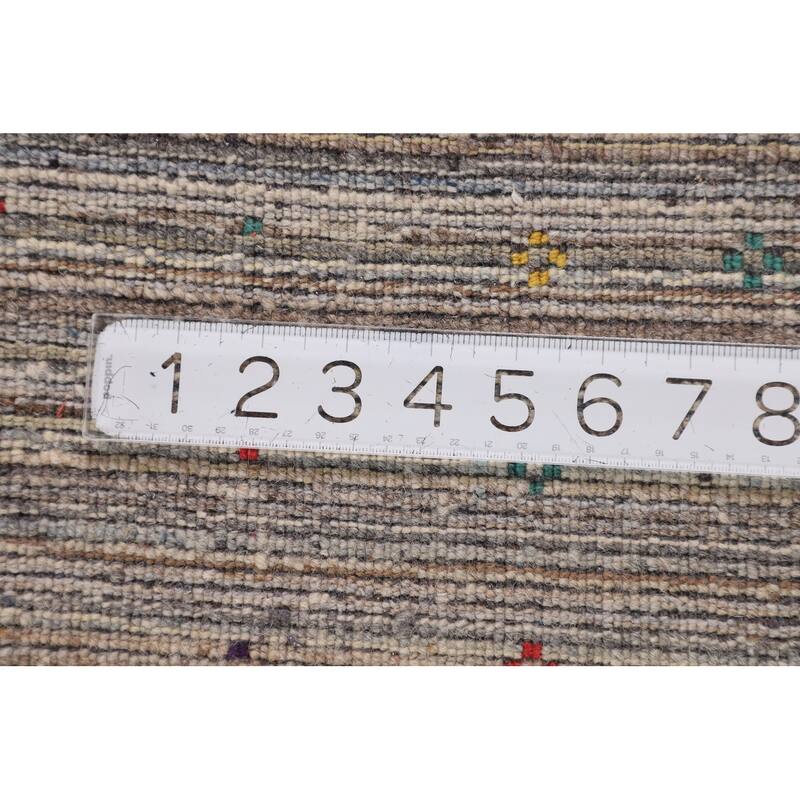 Earth Tone Gabbeh Indian Square Area Rug Hand-Knotted Wool Carpet - 8'2" X 7'11"