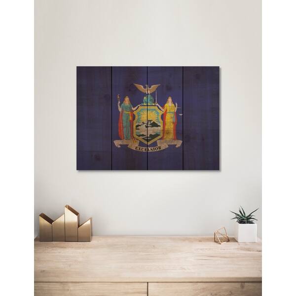 Shop New York State Flag On Wood Indoor And Outdoor Safe Wall