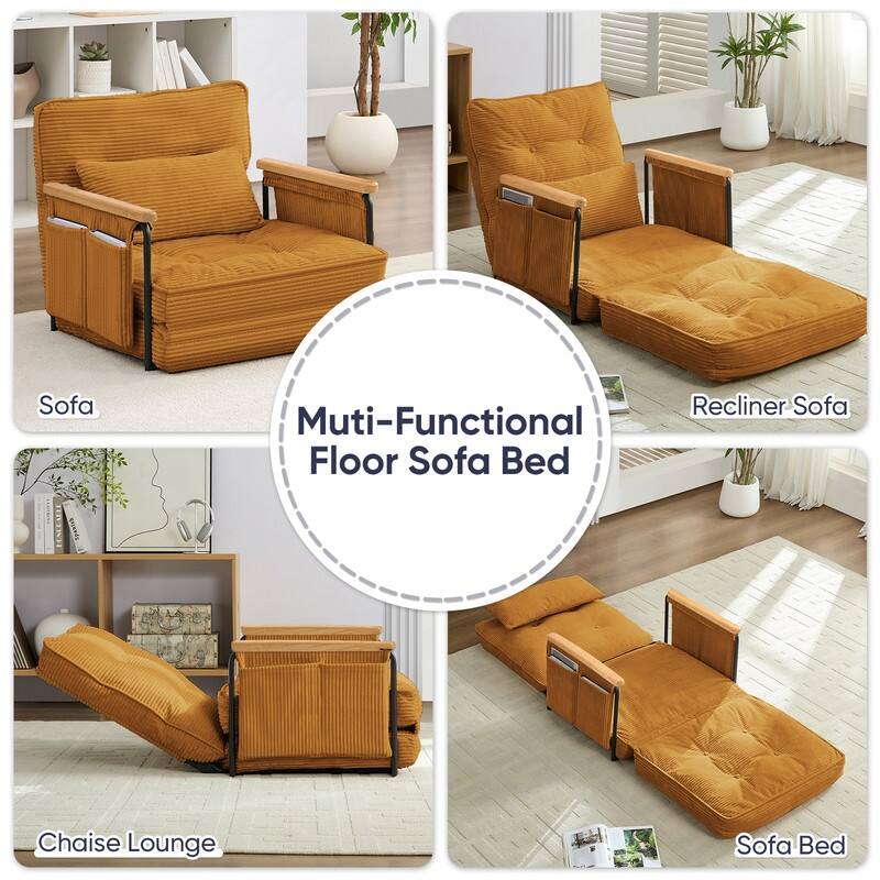 Mixoy Muti-Functional Folding Floor Sofa Bed,3-Seater,2-Seater,1-Seater Lazy Futon Sofa with 6 Position Adjustable Backrest