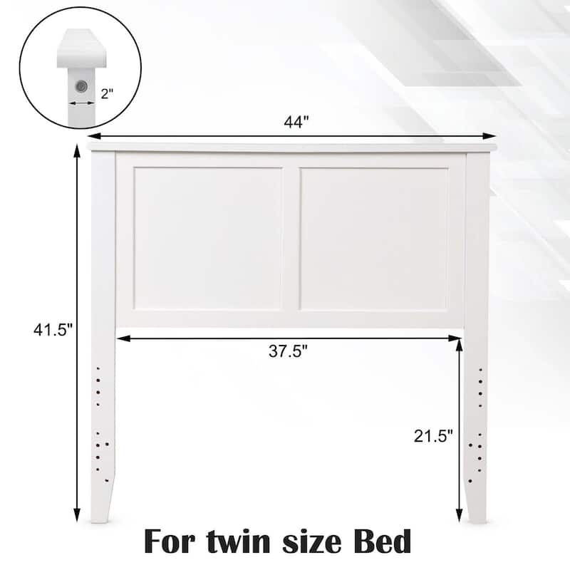 Gymax Twin Wood Headboard Flat Panel Pre-drilled Holes Height
