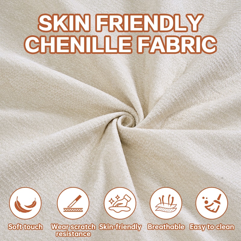 Modern 2-Seater Sofa Sofa Bed with Foldable Sofa Cushions and 2 Throw Pillows, for Living Room and Playroom, Beige