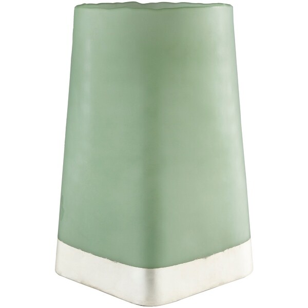 12" Mint Green and Silver Colored Decorative Glass Vase - N/A