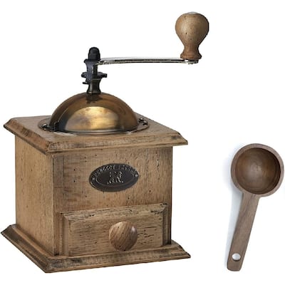Peugeot Antique Coffee Mill, 8-1/4" x 5" x 5" W/ Wooden Spice Scoop