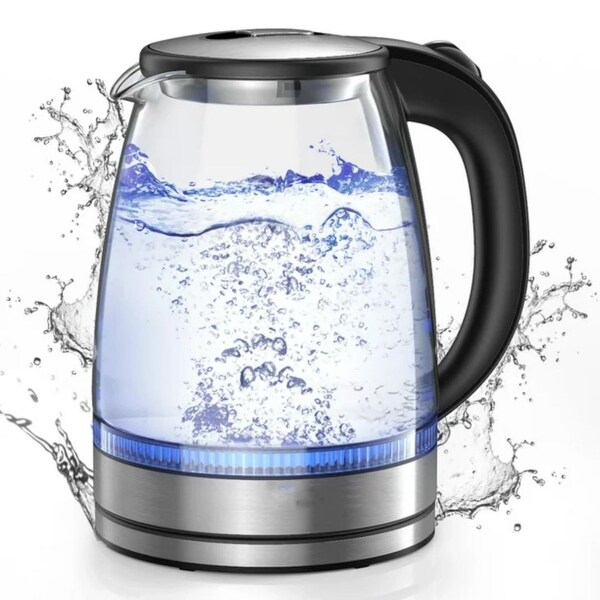 1.7L Glass Boiler Electric Tea Kettle with Blue LED Indicator