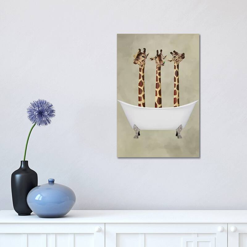 iCanvas "Giraffes In Bathtub" by Coco de Paris Canvas Print - 18x12x1.5