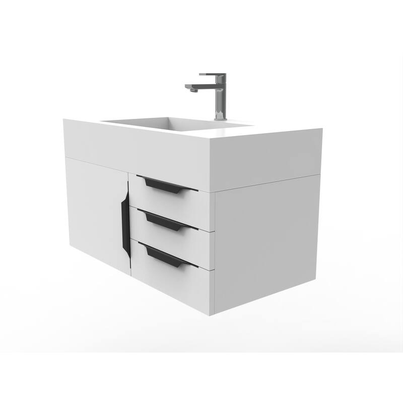 Nile 36-Inch Wall Mounted Bathroom Vanity Set w/ White Top