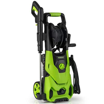 2150 PSI Electric Pressure Washer with Foam Cannon and 4 Connect Nozzles Hose Reel and Wheels