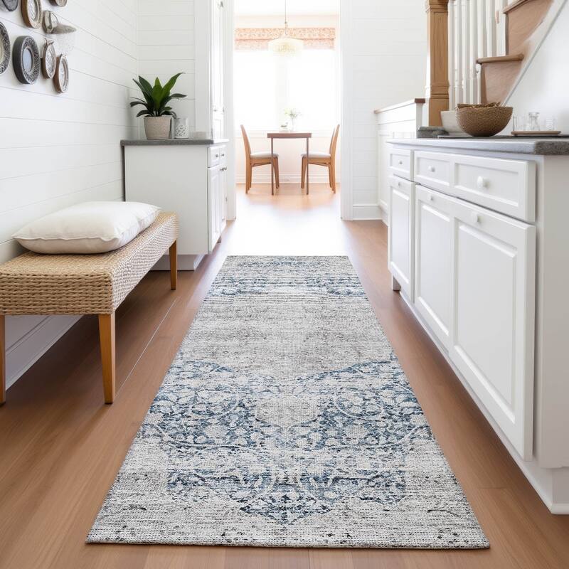 Premium Washable Super Soft Vintage Persian Mayfield Rug - Blue - 2'3" x 7'6"