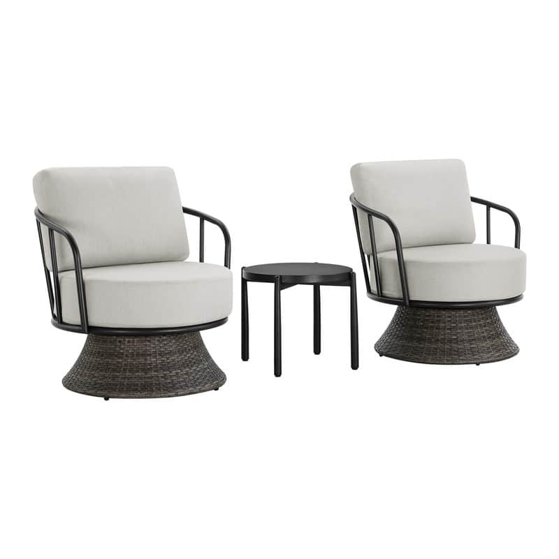 Spruce & Spring Patio Fruniture Outdoor Swivel Chair and Side Table