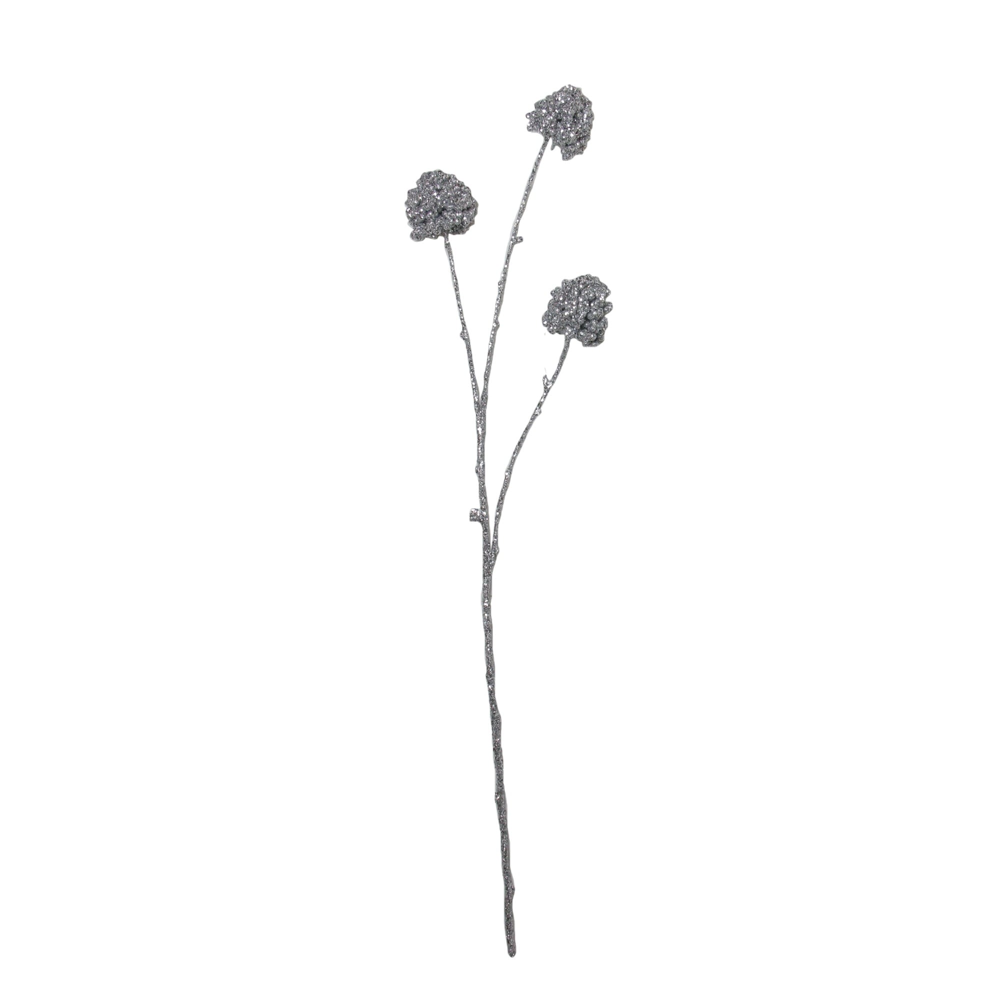 32" Silver Sequin Artificial Allium Christmas Spray