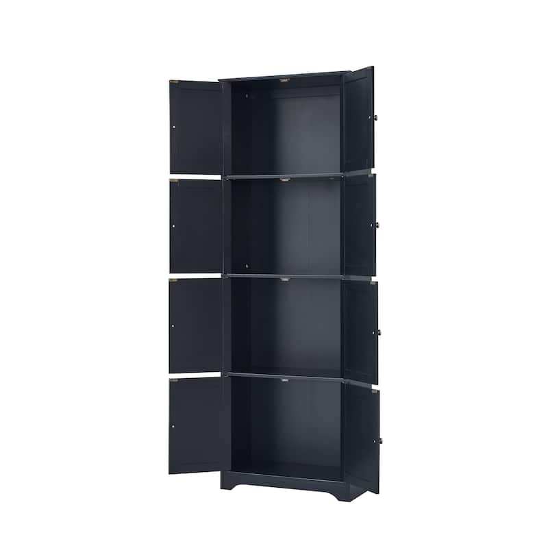 4-Tier Kitchen Pantry Storage Cabinet with 8 Doors, Black