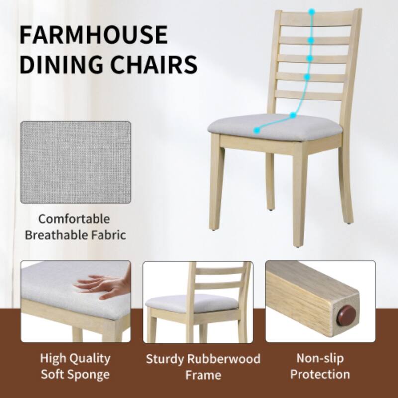 7-Piece Extendable Dining Table Set with 18” Removable Leaf and 6 Upholstered Chairs