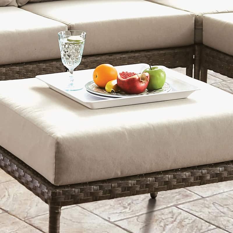 Albion Beige Metal Ottoman with Cushion by Furniture of America