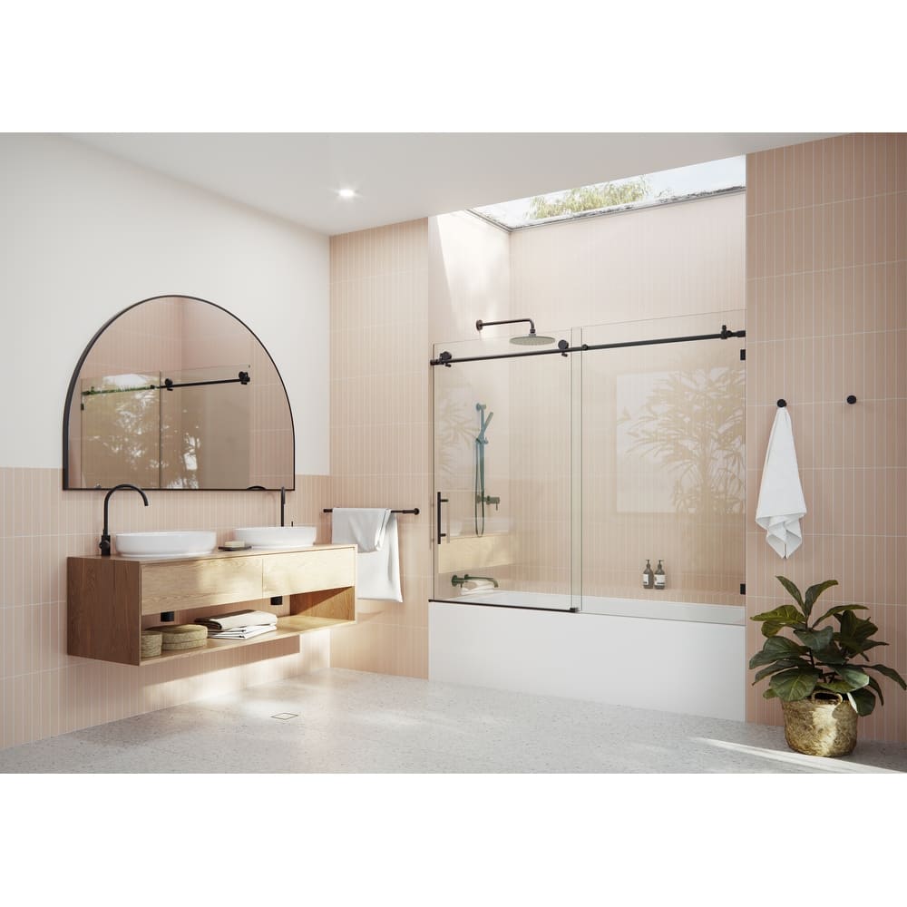 Glass Warehouse 68 in. - 72 in. x 60in. Frameless Bath Tub Sliding Shower Door